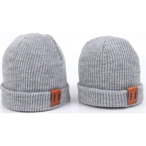 1Pcs Knitted Hats for Both Adult and Children Size S/L Pure Color Hooded Wool Knitted Hat Cap Autumn Winter Beanie Hats