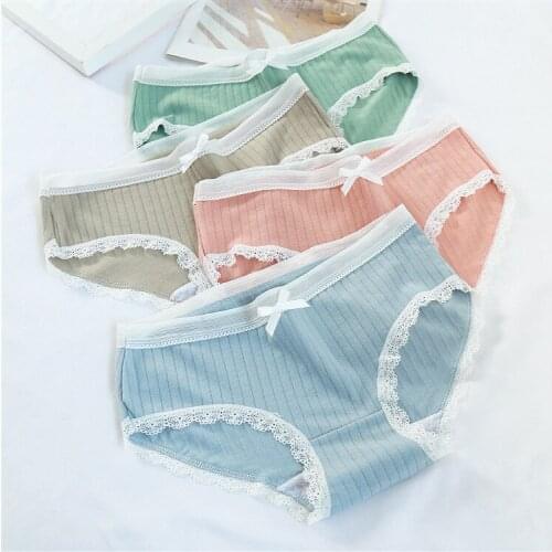 1PC Womens Underwear Sexy Butterfly Low Waist Cotton Candy Color Breathable Briefs