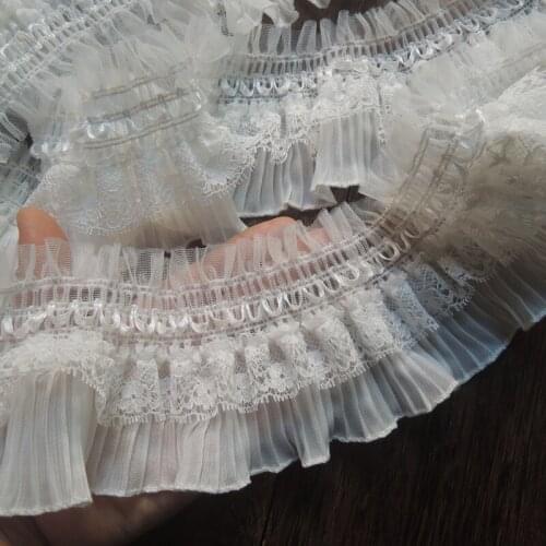 1Yards Latest Embroidery Lace Fabric 9cm Black White Chiffon Elastic Lace Applique Material Ribbon Laces Sewing Trimmings RG16