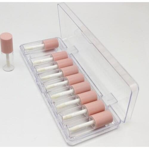 10pcs 4ml Lip Gloss Empty Plastic Tubes with Pink Matte Lid Exquisite Mini Sample Clear Lipgloss Packaging Container