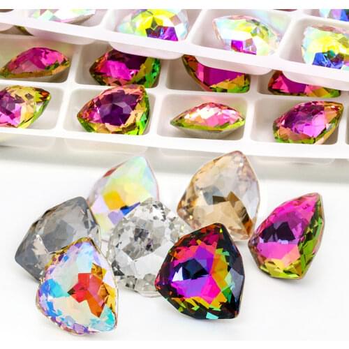 17mm New Arrival Trilliant Rhinestones Strass Colorful K9 Glass Crystal 12mm Art Crafts Stones Handmade Diy Rhinestone