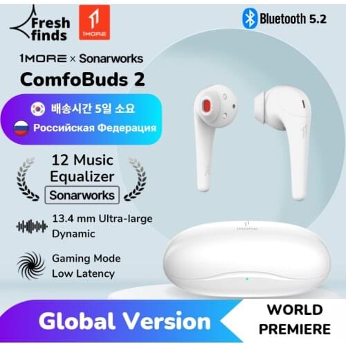 World Premiere 1MORE ComfoBuds 2 Tws Bluetooth 5.2 Wireless Headphones 12 Music EQ by Sonarworks 13.4mm Dynamic AAC EarBuds