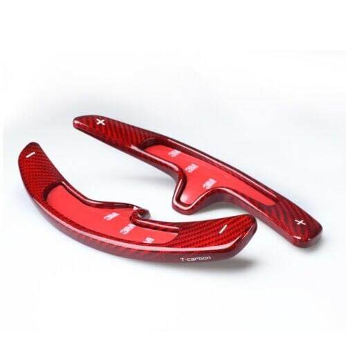 2 pcs GSD Carbon Fiber Steering Wheel Shift Paddles Fit for Porsche 991 Cayman 981 Carrera red
