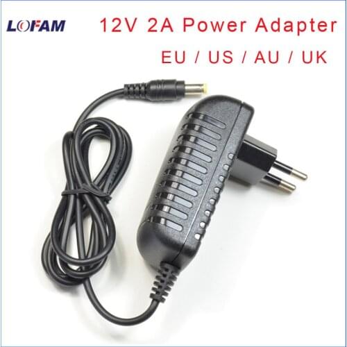 LOFAM 12V 2A power adapter 5.5*2.1mm DC port 90cm cable length AC 100V-240V 12V 2A 2000mA power supply EU / US / AU / UK plug