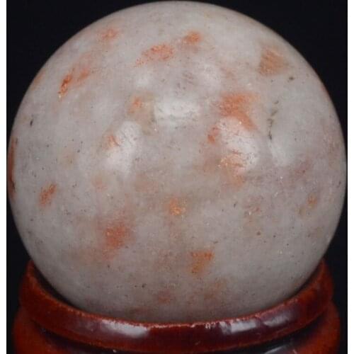 Free Shipping Natural Stone Gemstone 30MM Sunstone Sphere Crystal Ball Chakra Healing Reiki Stone Carving Crafts With Stand