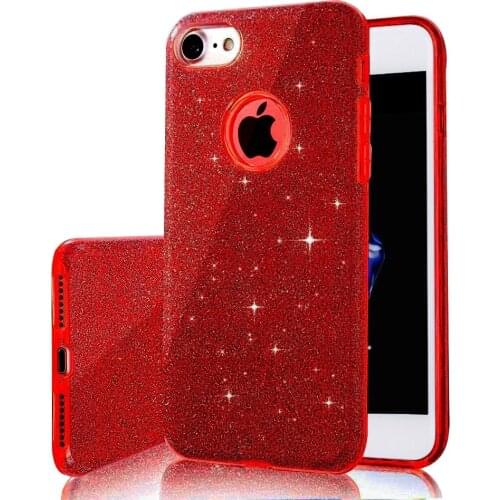 3 IN 1 Gradient Glitter Cover for iphone 11 Pro Max 7 8 plus X XR XS Max 5 5S SE 6 6S Plus Case Clear PC+TPU Bling Coque Fundas