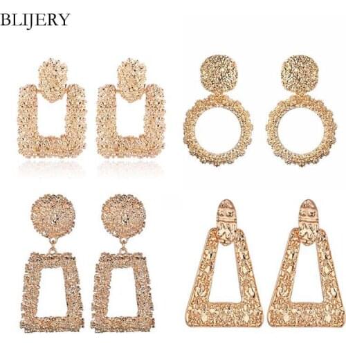 BLIJERY Trendy Big Statement Earrings for Women Vintage Geometric Metal Hanging Drop Earings 2019 Fashion Jewelry pendiente