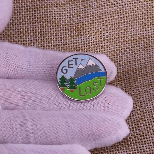 Get Lost Enamel Pin Cute Funny Mountain Nature Hiking Advanture Brooch For Hiker Explorer Outdoors Gifts Badge