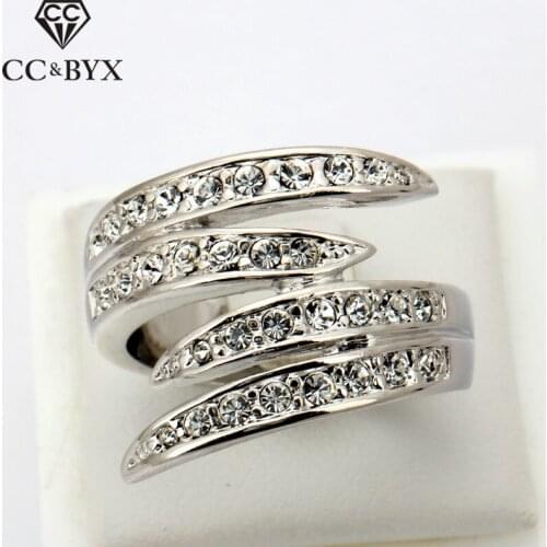 CC Fashion Rings For Women Jewelry Fancy White Gold Color Ring Party Bride Wedding Engagement Accessories Bijoux CC1049