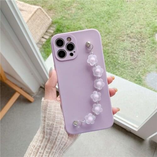 Ins 3D flower bracelet chain lanyard case For Iphone12 Pro MiNi 11 XR X XS Max 7 8 Plus SE 2020 Silicone Cute Soft Back Cover