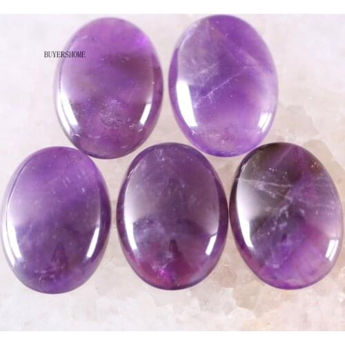 For Jewelry Making Necklace Pendant Bracelet Earrings Oval Natural Stone Bead Purple Crystal CAB Cabochon 5Pcs/Lot