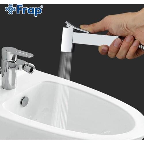 Frap Solid Brass Single Cold Water orner Valve silver Bidet Function square Hand Shower Head Tap Crane 90 Degree Switch F7502