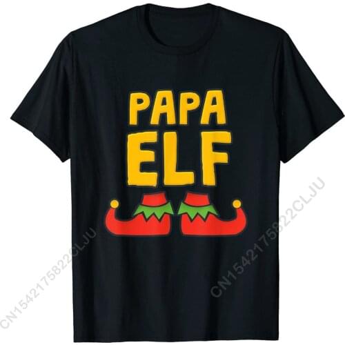 Papa Elf With Elf Shoes T-Shirt Christmas Tee Family Men T Shirts Cotton T Shirt Fashionable