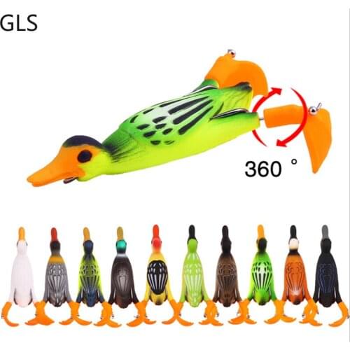 GLS 2021 New High-quality Silicone 11.2g/9.5cm Duck Fishing Lure 360 Degrees Rotating Fins Fake Bait 10 Colors Available