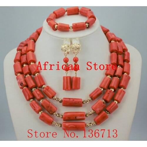 Coral Nigerian Wedding Beads Unique Bridal Jewelry Set Popular Style Wholesale Free Shipping R172