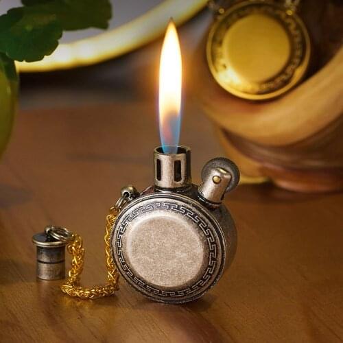 Creative Retro Kerosene Lighter Metal Grinding Wheel Open Flame Oil Machine Mini Cigarette Lighter Gadgets For Men Mens Gift