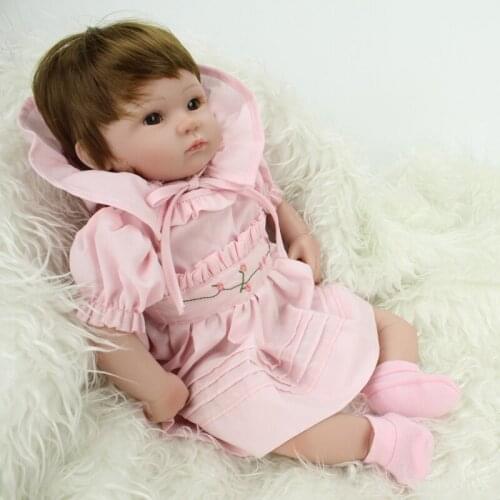 16inch 40cm Reborn Baby Doll Soft Silicone Lifelike Doll-reborn Accompany Sleep Toy Pink Princess Doll for Girls Christmas Gifts