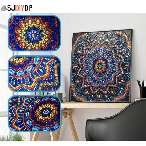 SJDIYDP Special Shaped Diamond Painting Mandala Crystal Diamond Embroidery Kit Mosaic Shape Diamond Embroidery Rhinestone Drill