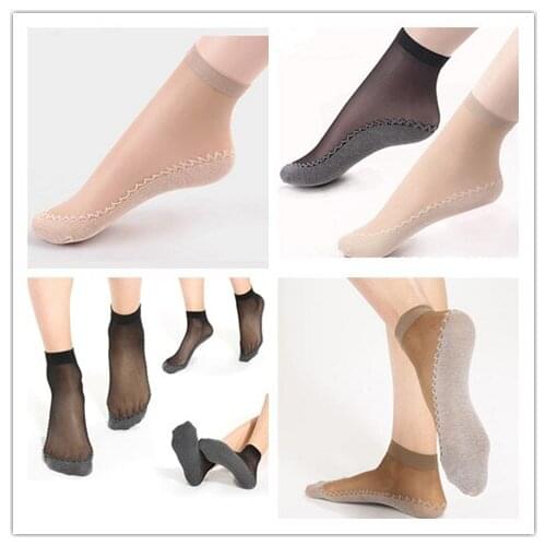 5/10Pairs Nude/Black Sock Women Socks Female Socks Summer Style Thin Transparent Socks Elastic Short Wear-Resistant Bottom Sock
