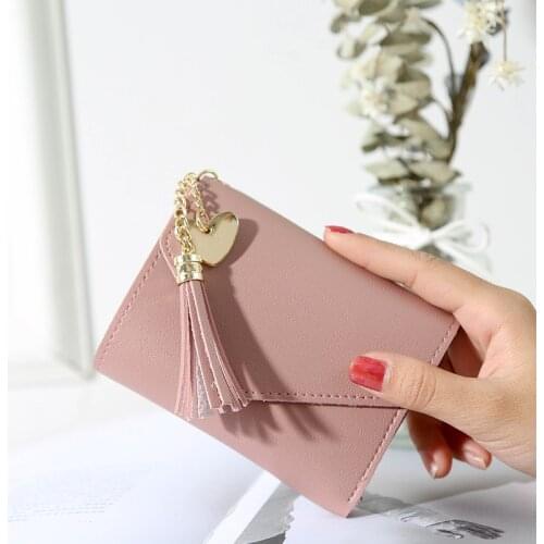 2020 new Korean womens wallet tassel pendant lychee wallet multifunctional card fashion short handbag