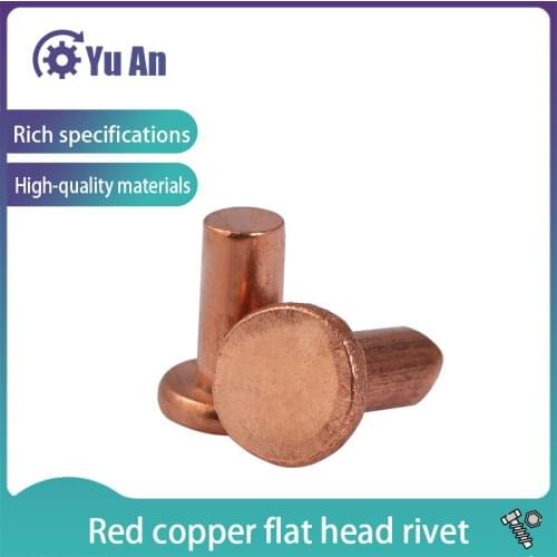 Solid Red Copper Rivets Pan Head Rivets GB867-86 Flat Head Copper Riveting M4 20PCS