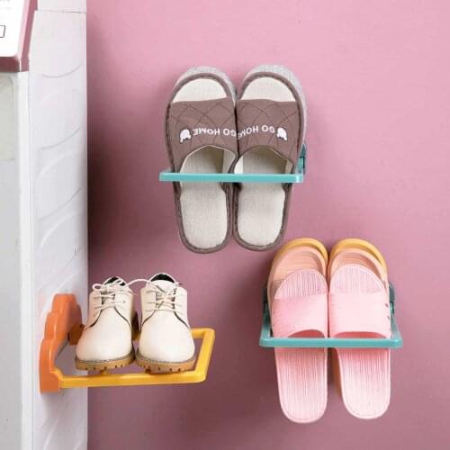 Punch-free Shoe Rack Household Storage Artifact Slippers Foldable Rack Seamless Wall-Mounted Storage Rack