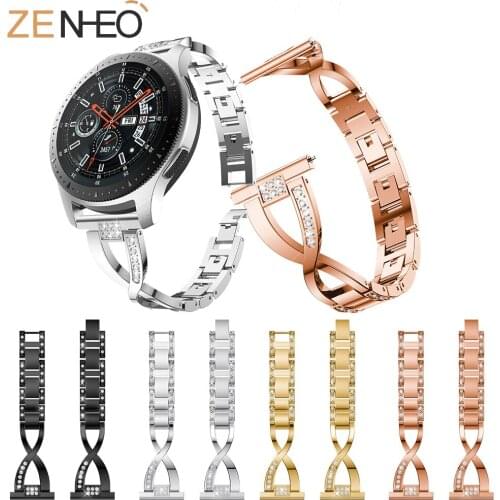 For Samsung Gear S3 22mm Bling Rhinestones Watch Band Strap For Samsung Galaxy 46mm watch Strap Replacement Bands Metal Bands