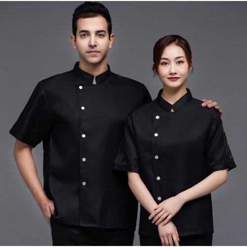 Short Sleeve Men and Women Master Chef Uniform Shirt Kitchen Jacket Bakery Food Service Restaurant Canteen Barber Cook Coat