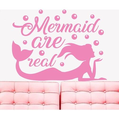 Mermaid Quote wall decal kids room decor mermaid are real Wall Sticker girl room decor mermaid decal nursery decor Mural B076