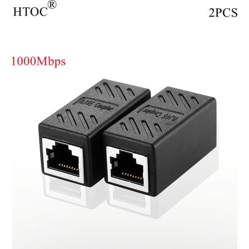 HTOC RJ45 Coupler ethernet connectors interface Cat 7 Cat6 Cat5 Cat5e RJ45 8P8C Black rj45 Coupler(2pcs)
