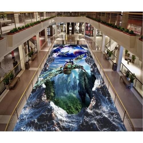 Modern Floor painting Birds rock color the sky PVC Wall paper self-adhesive Floor mural