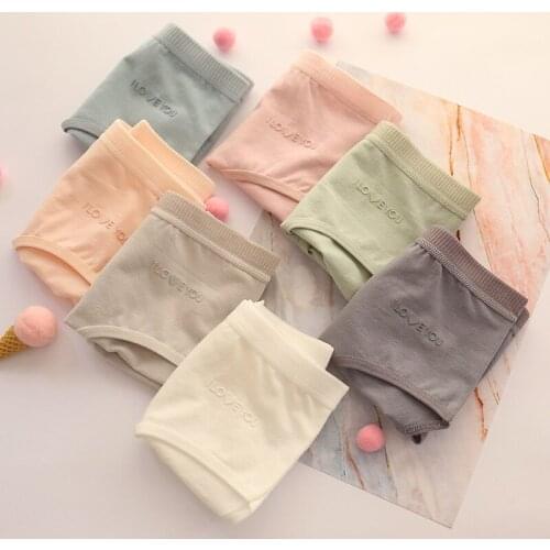 2020 new Promotion teenager students Underwear Free Shipping 5pc/lot Cotton candy solid Briefs young Girls middle Panties