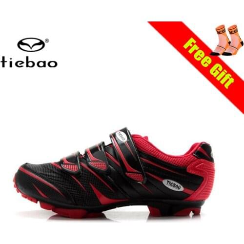 Tiebao Red Cycling Shoes Sapatilha Ciclismo Mtb Self-locing Breathable Men Women Outdoor Athletic Riding Bicycle Sneakers