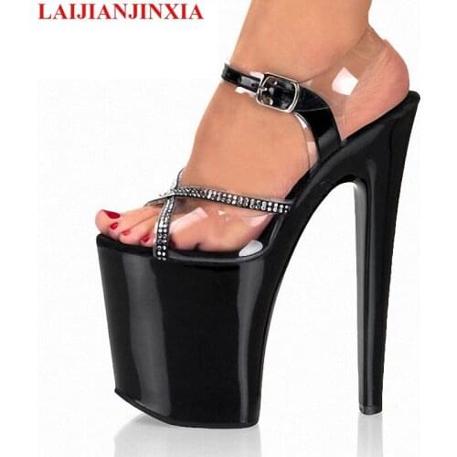 New sandals high HEEL 20cm stiletto heel with 9cm platform women shoes slip on peep toe lady platform Dance Shoes