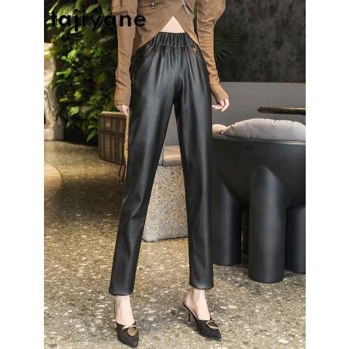 Real Leather Cowhide Pants Female Korean Fashion Trousers Plus Size Women Clothing 4xl 2021 Pantalon Femme Pph4557