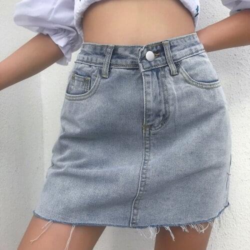 Women Denim Skirts Korean Fashion Egirl Womens Fashion All Match Slim Fit Denim Skirt With Fringe Mini Skirt Lady Clothes