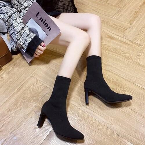 Women Boots Corduroy Butterfly-knot Boots Sexy High Heels Party Shoes Winter plus velvet Keep Warm Female Boots zapatos de mujer