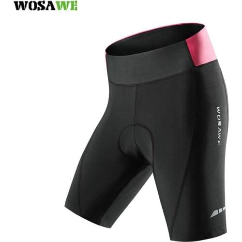WOSAWE Women Cycling Shorts Black Pink High Waist Skinny Stretchy Shorts Reflective Moisture Wicking Summer Gym Sports