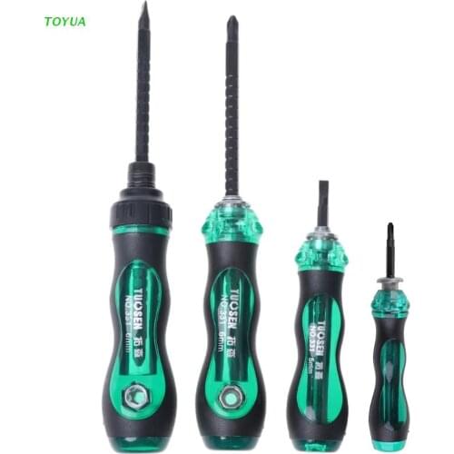 1XCC 3/5/6" Mini Ratchet Screwdriver Cr-V Dual-end Slotted Cross Household Hand Tool