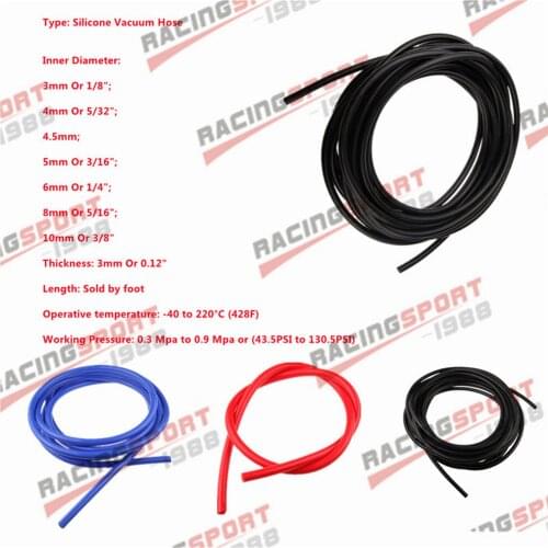3mm 4mm 4.5mm 5mm 6mm 8mm 10mm ID Silicone Vacuum Hose Tube Pipe 1 Foot