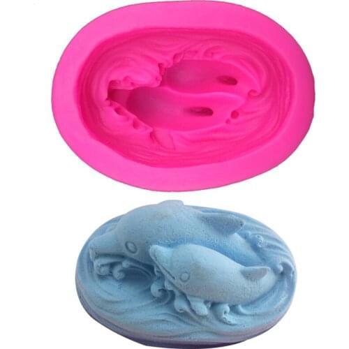 3D new cute dolphins soap molds handmade silicone molds for soap bakeware baking tools cake decorating tools T0171