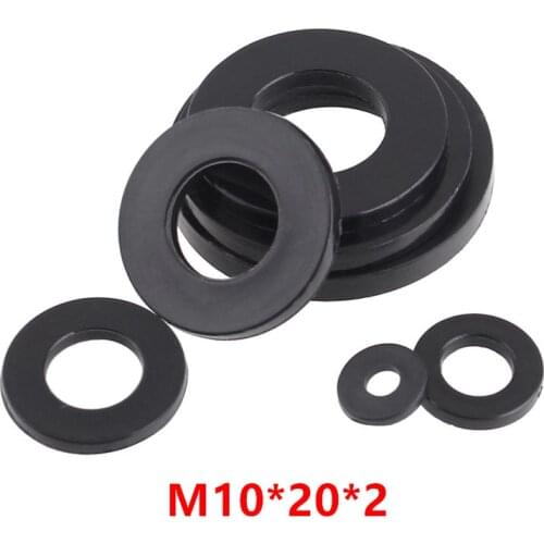500pcs M10*20*2 Black Nylon Flat Washer DIN125 Plastic Plated Seals Washer Ring Gasket Spacer m10x20x2mm