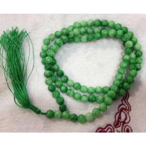 8-10mm Natural Green Tibet Buddhist beliefs 108 Prayer Beads Mala Necklace free shipping