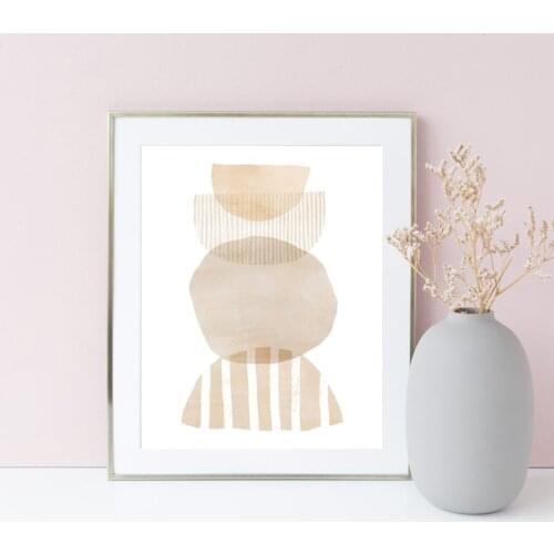 Abstract Geometry Earth Tone Prints Beige Gray Neutral Picture Minimalist Poster Boho Wall Art Canvas Painting Living Room Decor