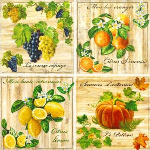 HUACAN 5D Diy Diamond Painting Full Drill Pumpkin Embroidery Mosaic Fruit Lemon Cross Stitch Diamond Art Gift