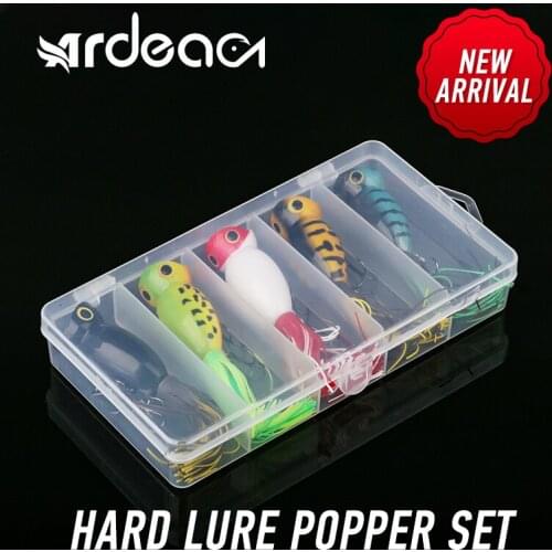 Ardea 5pcs Popper Hard Lure Set 11g 50mm Wobblers Vibrations Water Surface Palpus Artificial Saltwater Bait Swimbait