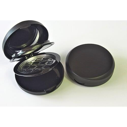 Free shipping plastic black triplex clamshell wet and dry pressed powder box