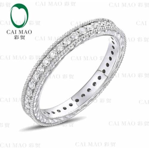 CaiMao 14KT/585 White Gold 0.39 ct Round Cut Diamond Engagement Gemstone Wedding Band Ring Jewelry