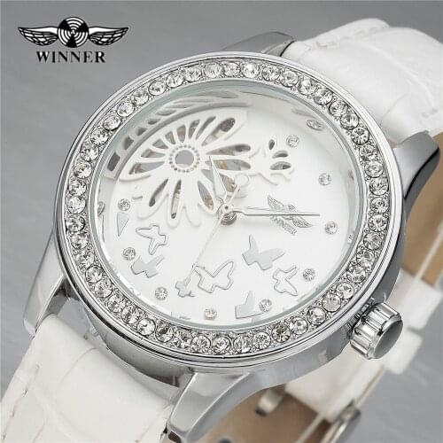 WINNER Luxury WomenS Watch Diamond Case Design High Quality Watches Fashion Table Ladies Girls Dress Gift Mechanical Wristwatch