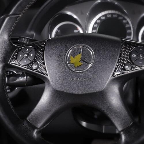 For Mercedes W204 2007-10 C Class Carbon Fiber Car Modification Interior Button Stickers Steering Wheel Car Buttons Cover